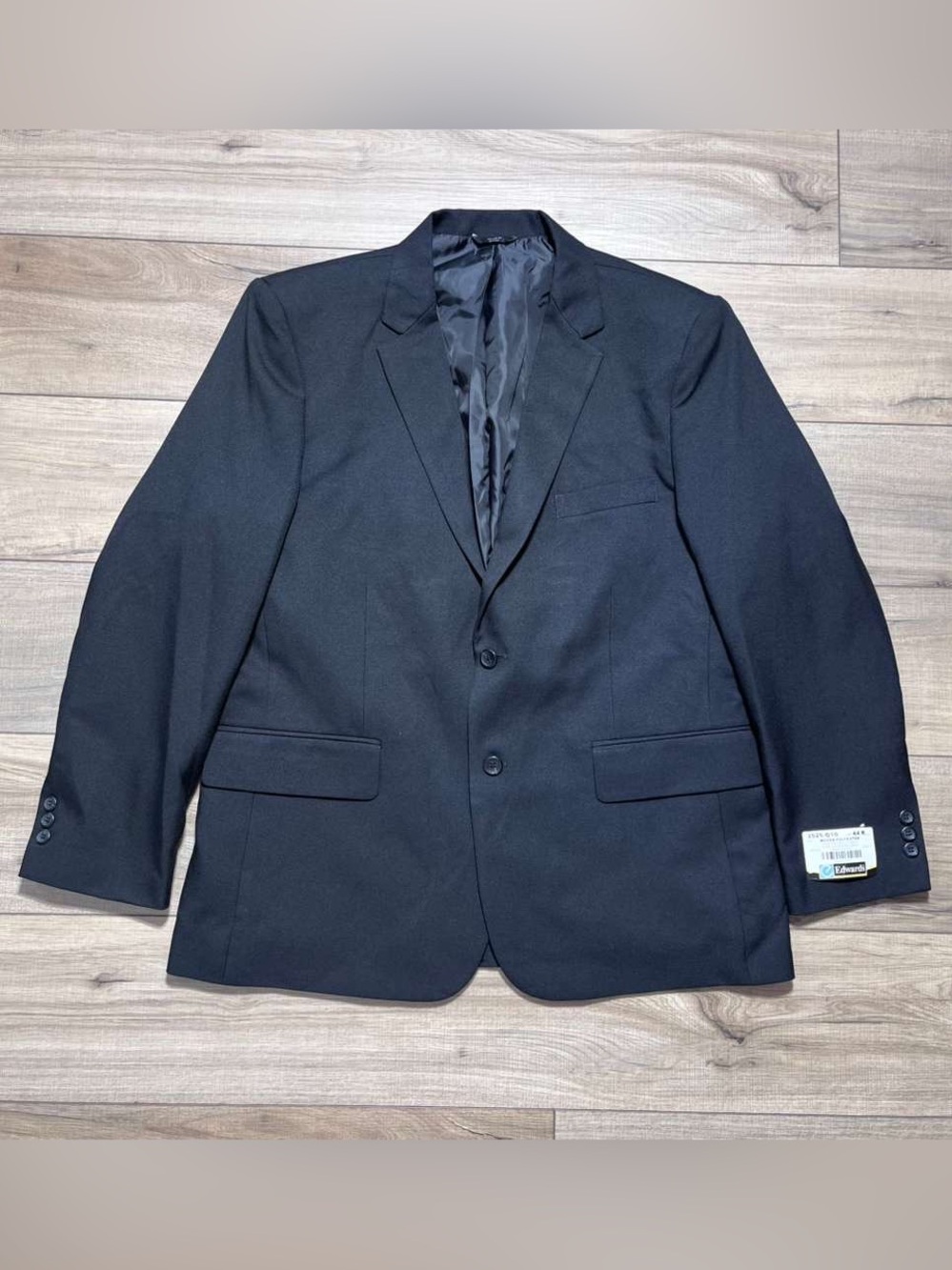 Edwards Redwood & Ross Mens Woven Polyester‎ 2-Button Sport Coat Size 44R Black